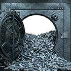 3d render Opening Of The Vault Door In Bank with a lot of money 4k